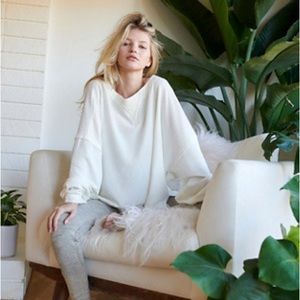 Free People Rugby Match Solid Long-Sleeve top XS NWT ivory ribbed lounge shirt